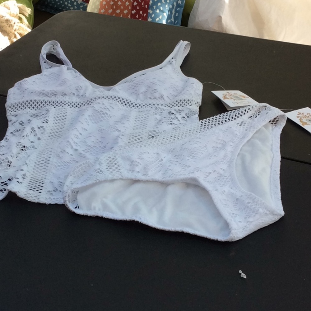 Becca fully lined white tankini